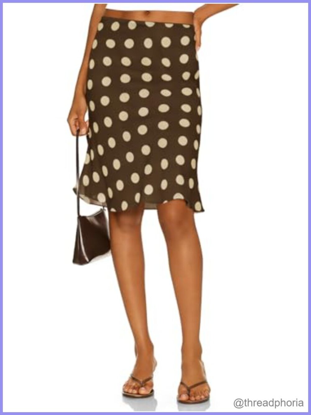 Womens Polka Dot Midi Skirt High Waisted Elastic A-Line Summer